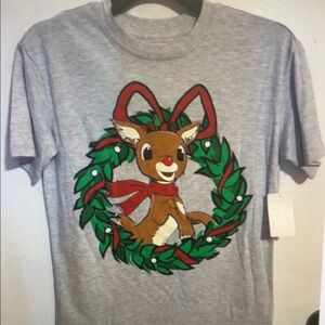 NWT Rudolph Grey Graphic Short Sleeve Shirt